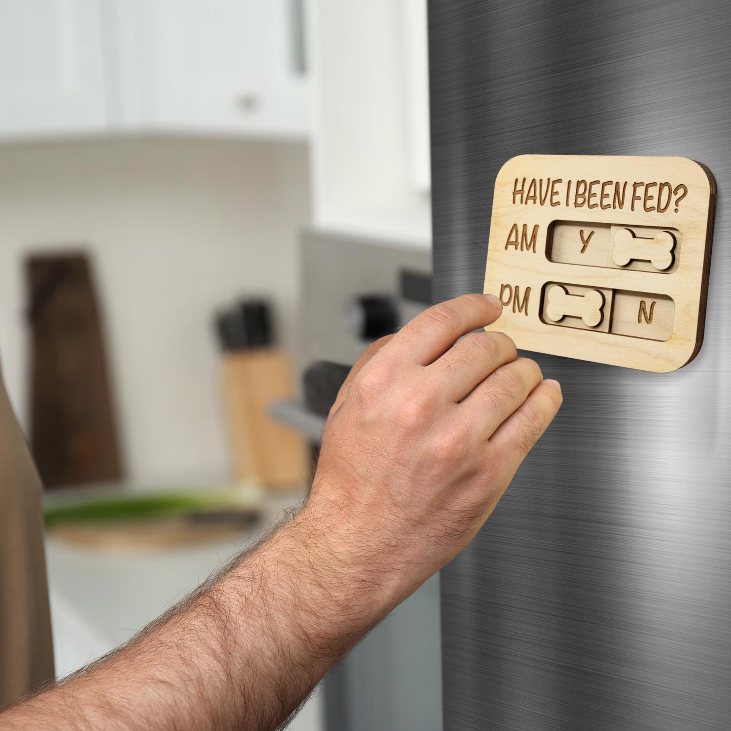 Did You Feed the Dog? AM/PM Flip Sign Magnet – Dog Feeding Tracker, Feeder Reminder, Daily Pet Care Chart
