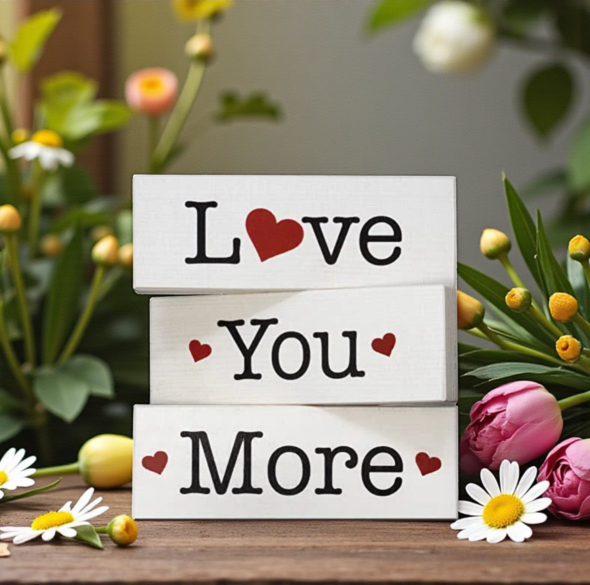 Love You More Sign Set, Valentine's Day Decor and Gift