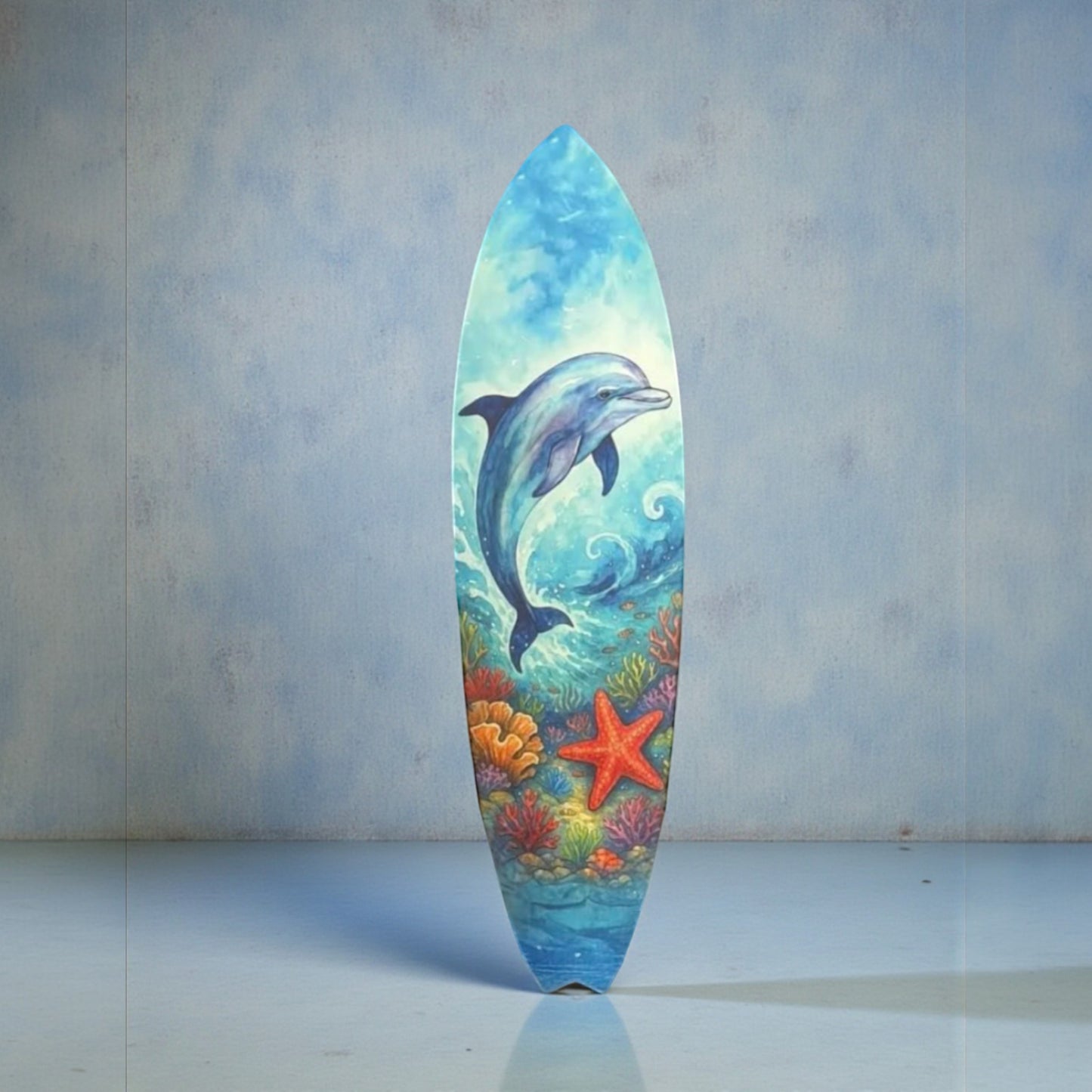 Dolphin Surfboard Decorative Beach House Wall Decor, Ocean Animal Wall Sign
