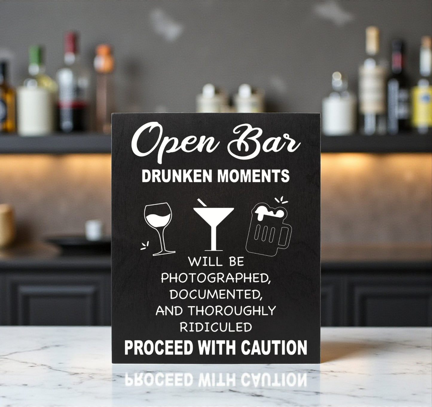 Open Bar Drunken Moments Sign, Funny Wedding and Event Sign