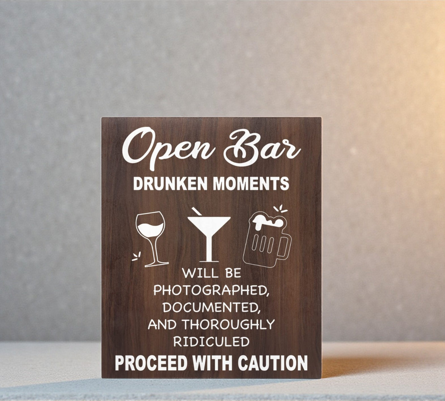 Open Bar Drunken Moments Sign, Funny Wedding and Event Sign