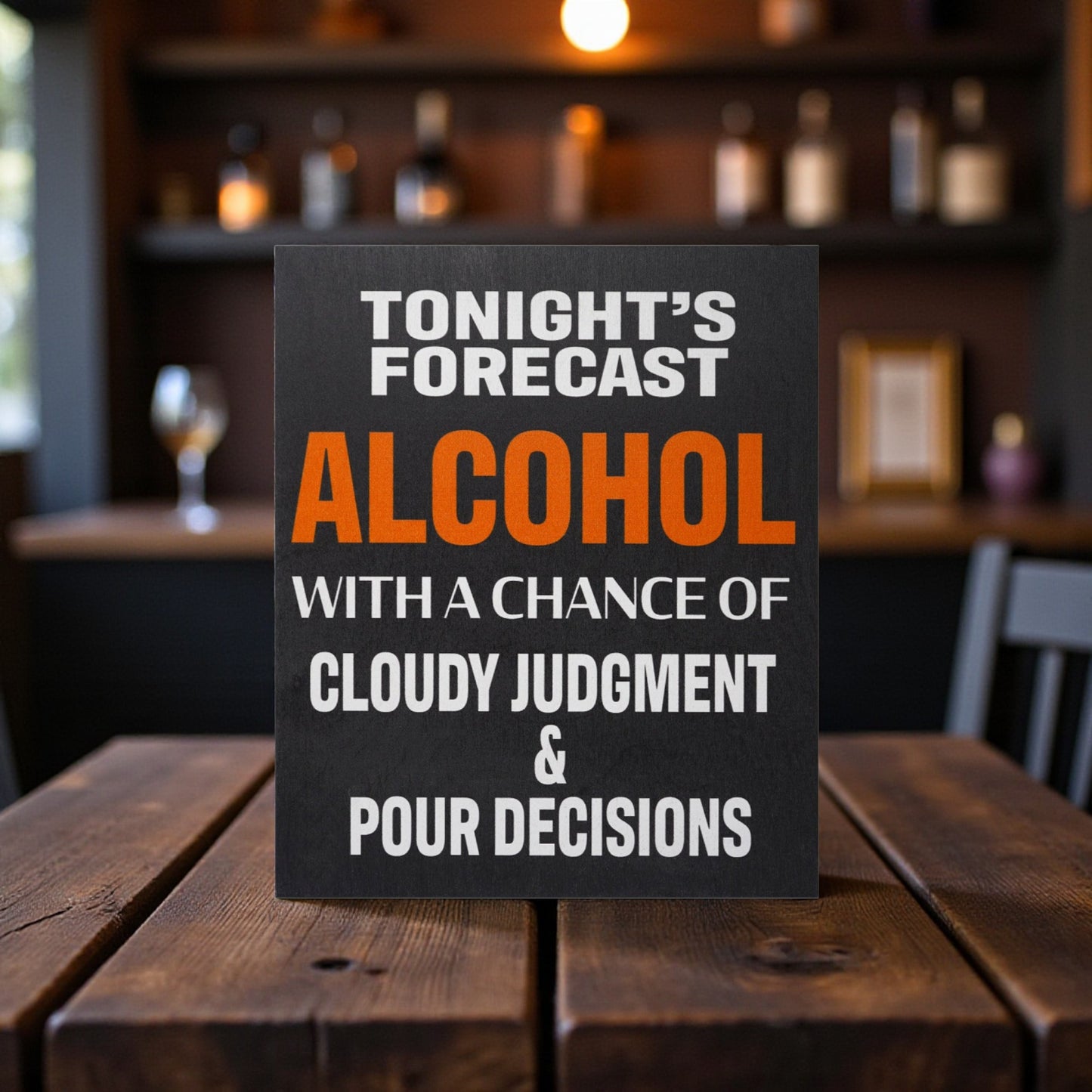 Tonight's Forecast Alcohol, Cloudy Judgement, Pour Decisions Sign
