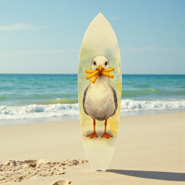 Sully the Seagull Surfboard Art, Coastal Nautical Accent for Beach House