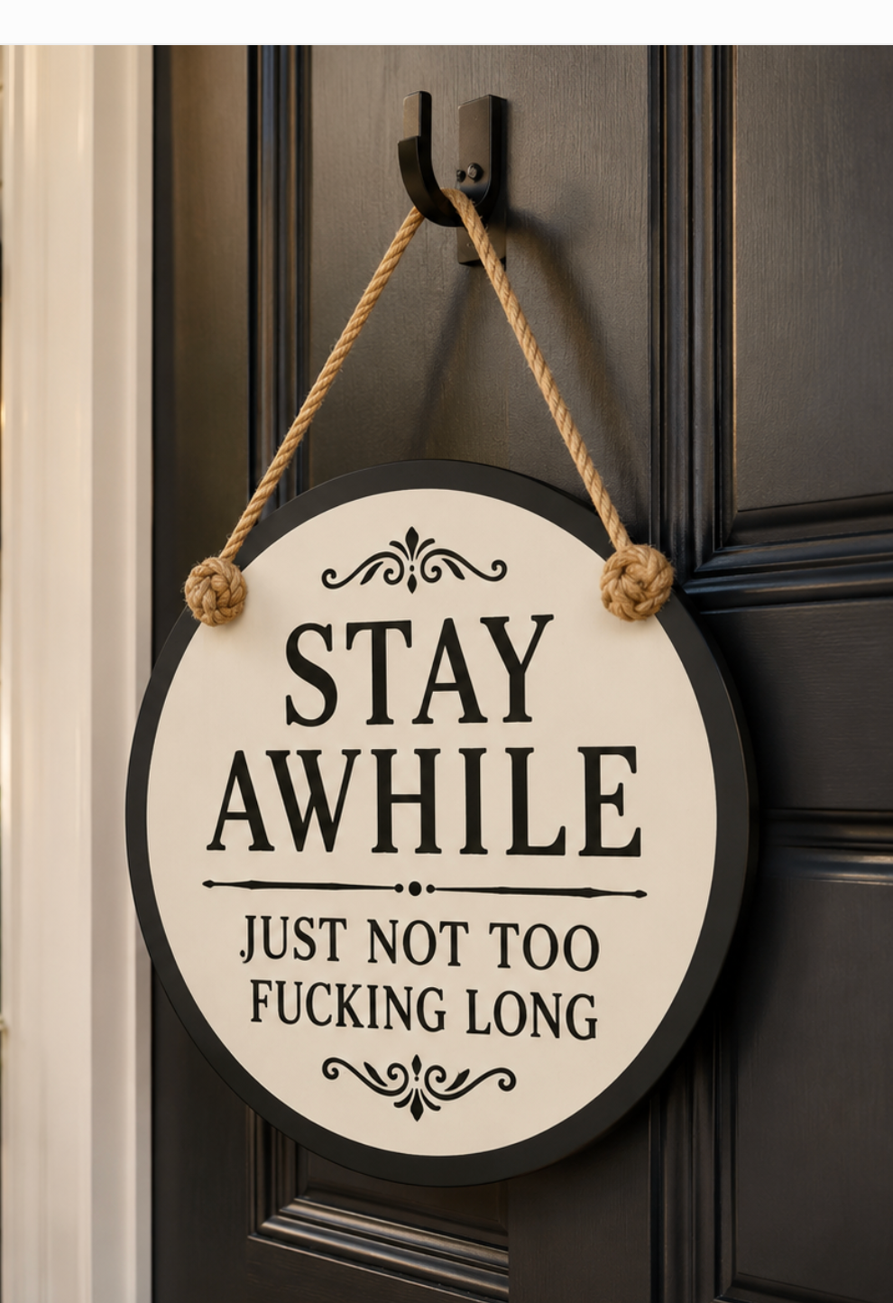 Stay Awhile, Just Not Too Fucking Long Door Hanger