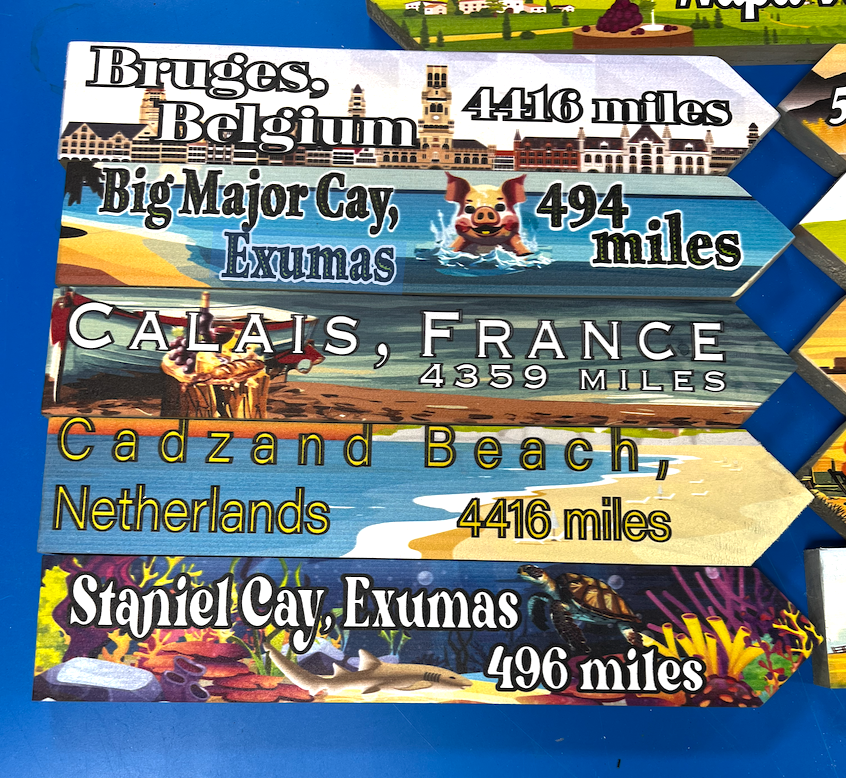 Destination Sign Arrow for Signpost, Directional Key West Style, Customized, Travel Journey of Love Gift Idea