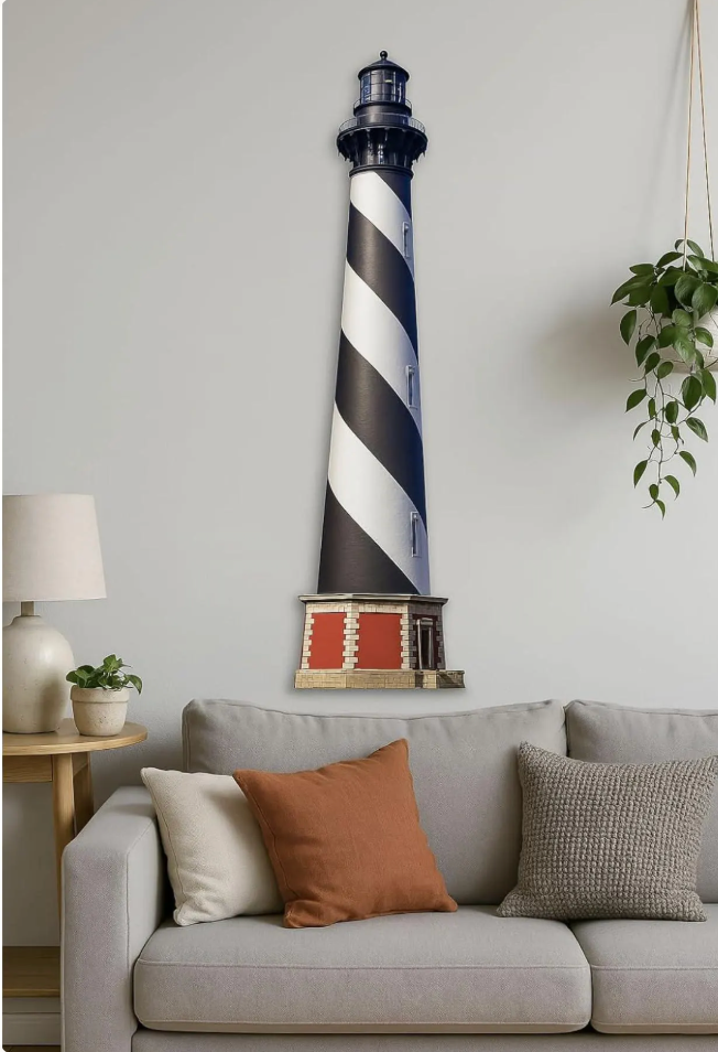 Lighthouse Wall Art, Cape Hatteras North Carolina, Indoor Outdoor Weatherproof PVC Decor