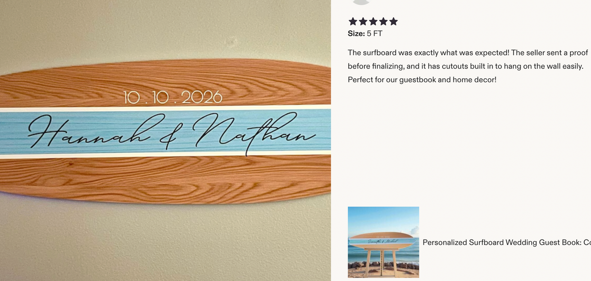 Personalized Surfboard Wedding Guest Book: Coastal Wedding Decor, Custom Surfboard