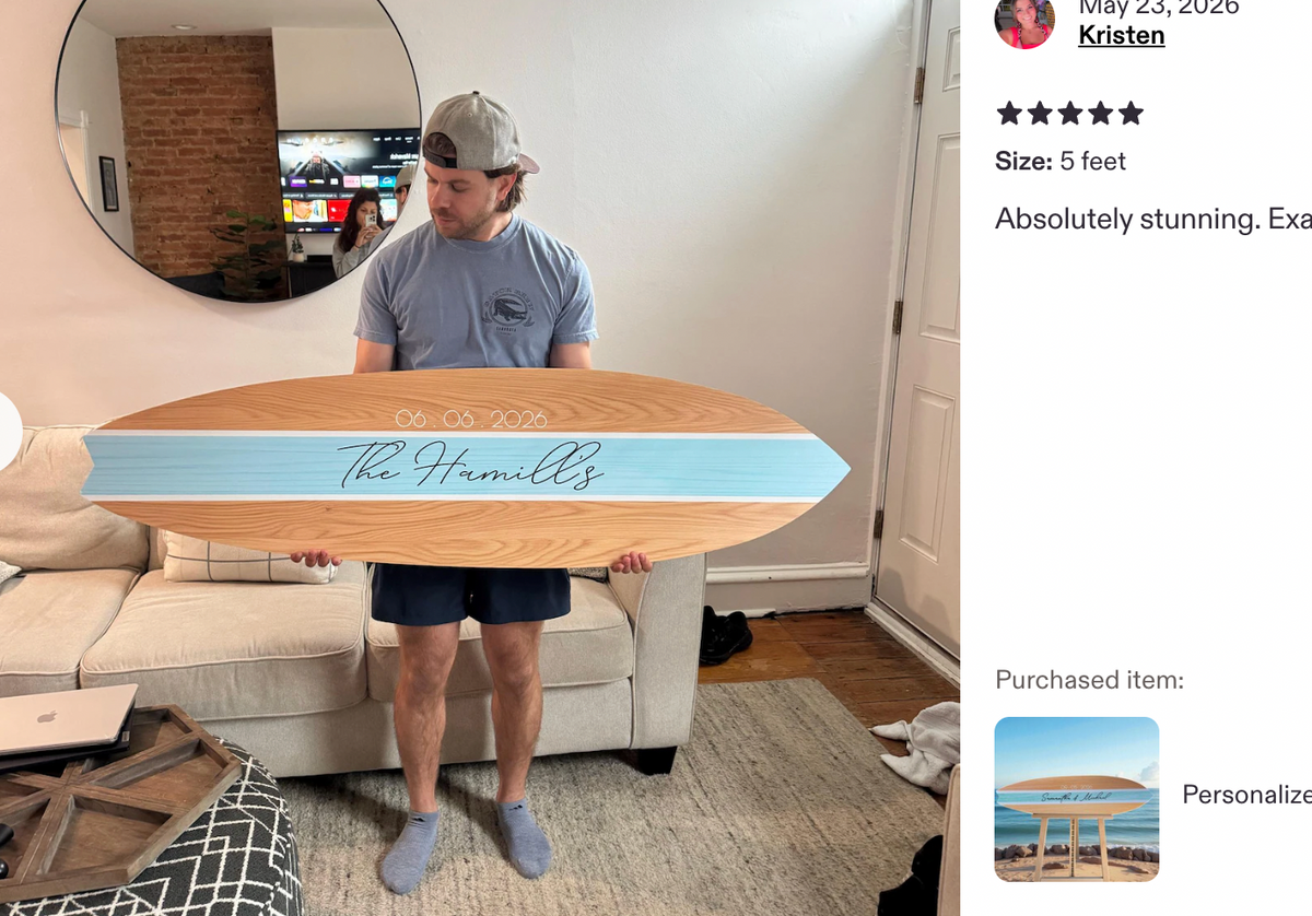 Personalized Surfboard Wedding Guest Book: Coastal Wedding Decor, Custom Surfboard