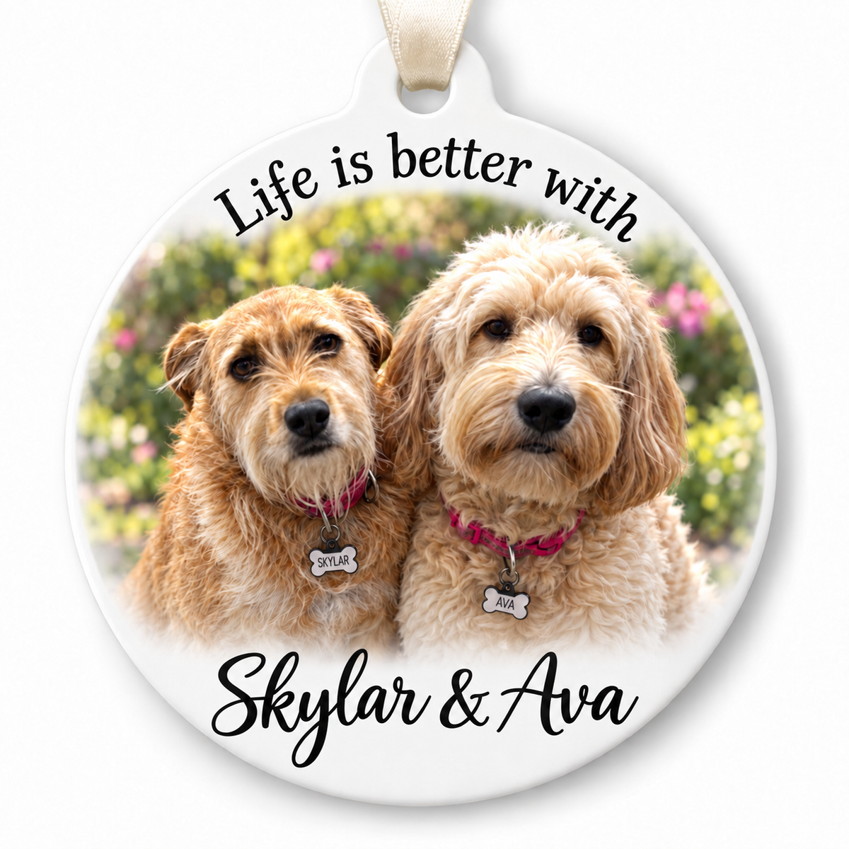 Personalized Dog Photo Ornament, Custom Pet Christmas Ornament with Name, Dog Lover Gift, Pet Memorial Keepsake