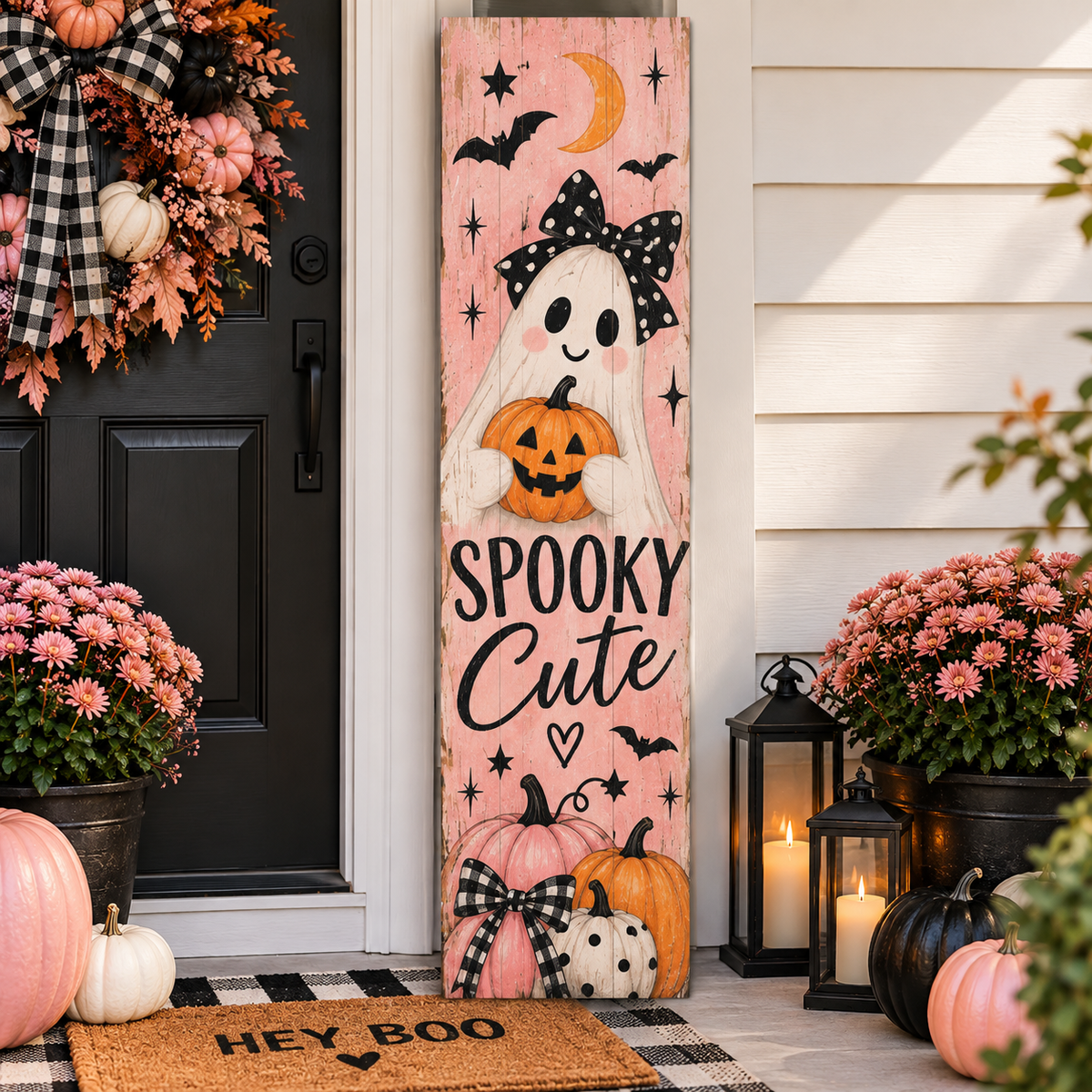 Spooky Cute Ghost Halloween Porch Leaner Board