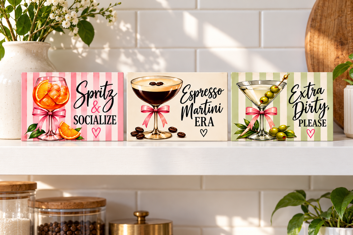 Bougie Girls Club Cocktail Magnets – Set of 3 | Spritz Espresso Martini & Dirty Martini