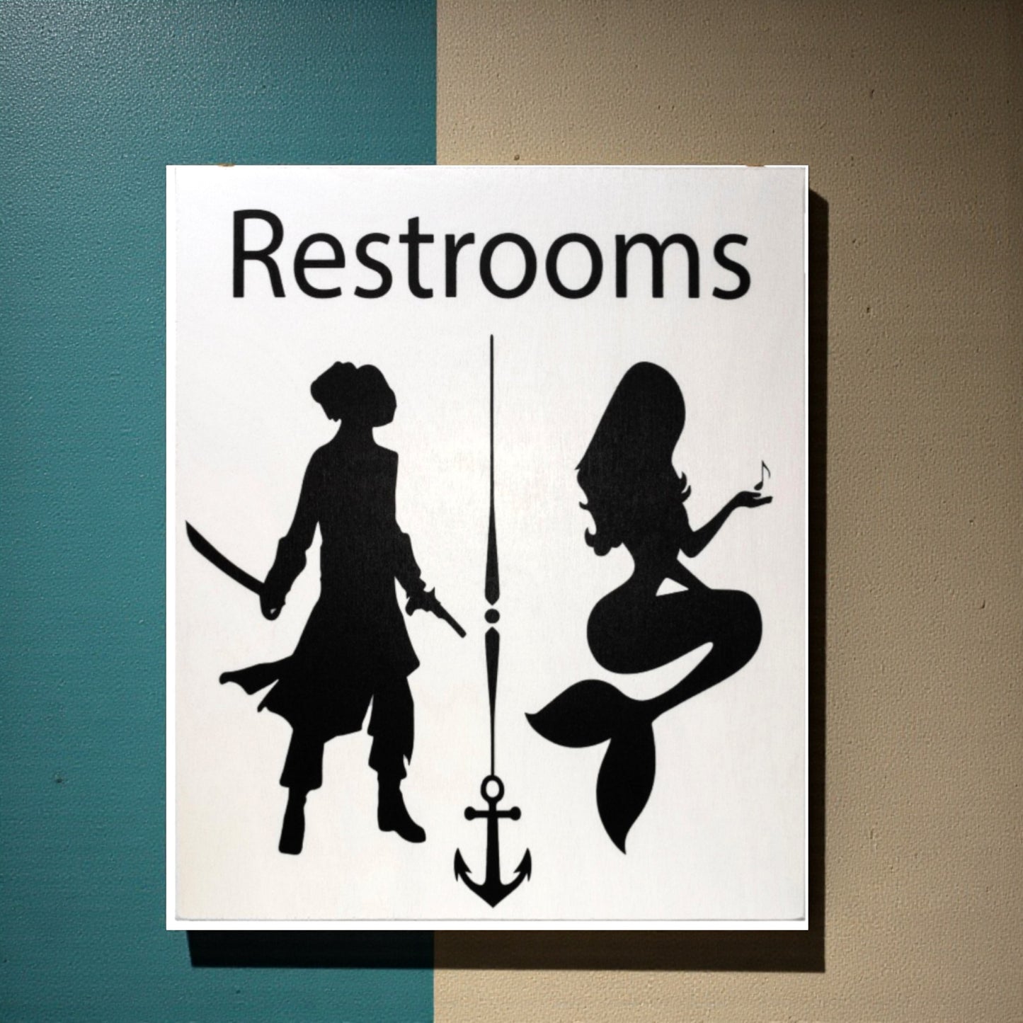 Pirates and Mermaids Bathroom Sign