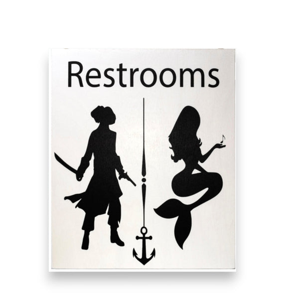 Pirates and Mermaids Bathroom Sign