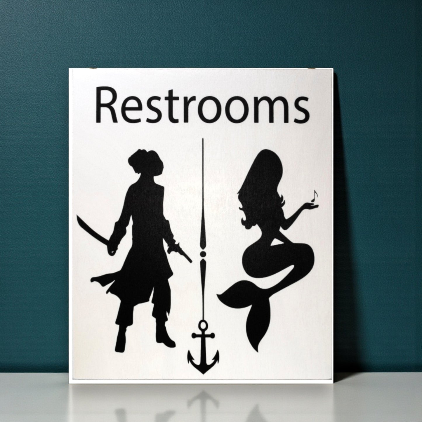 Pirates and Mermaids Bathroom Sign