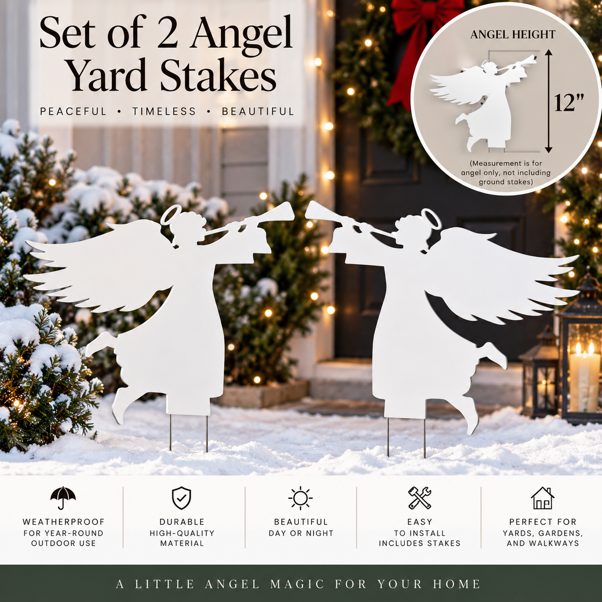 Angel Yard Signs, Set of 2, Made of PVC