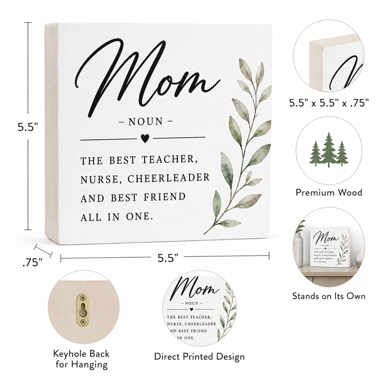 Mom Sign - Mom The Best Teacher, Nurse, Cheerleader, and Best Friend All In One - Mom Definition
