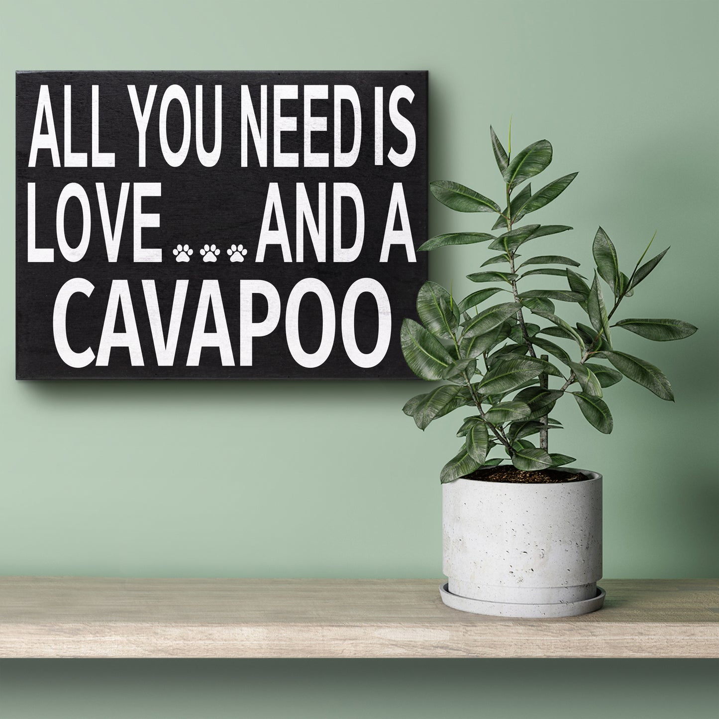 JennyGems Cavapoo Gifts, All You Need Is Love and a Cavapoo Wooden Sign, Cavapoo Dog Mom, Shelf Decor and Wall Hanging, Made in USA