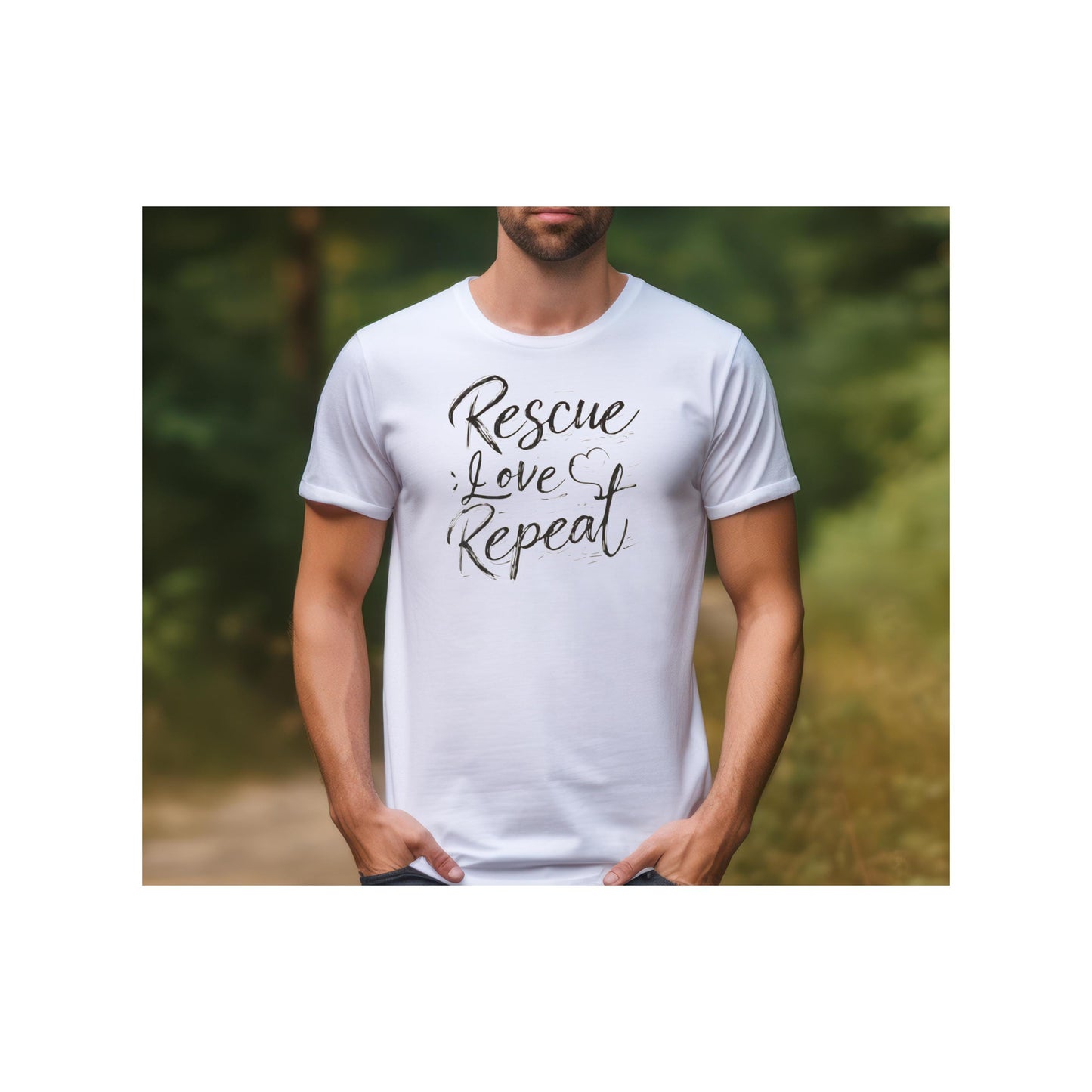 Rescue Dog Tshirt, Support Rescue Dogs Gift, Rescue Love Repeat, Unisex