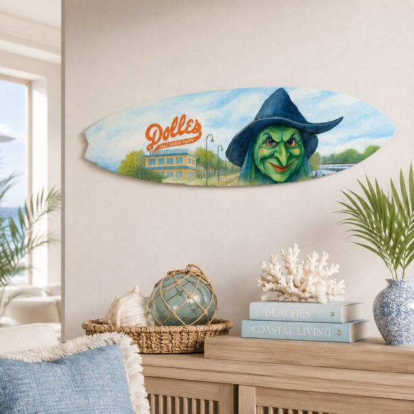 Sea Witch Festival Surfboard Sign, Rehoboth Beach Delaware, Dolles & Witch