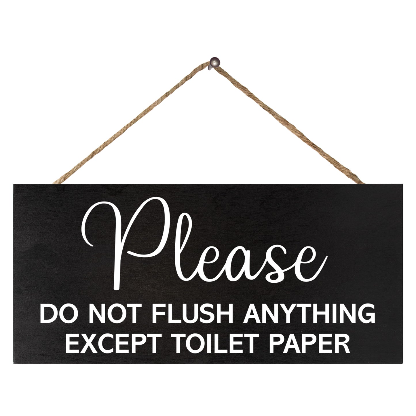 JennyGems Sensitive Plumbing Bathroom Sign, Do Not Flush Anything Except Toilet Paper Wood Sign, Septic System Bathroom Wall Hanging