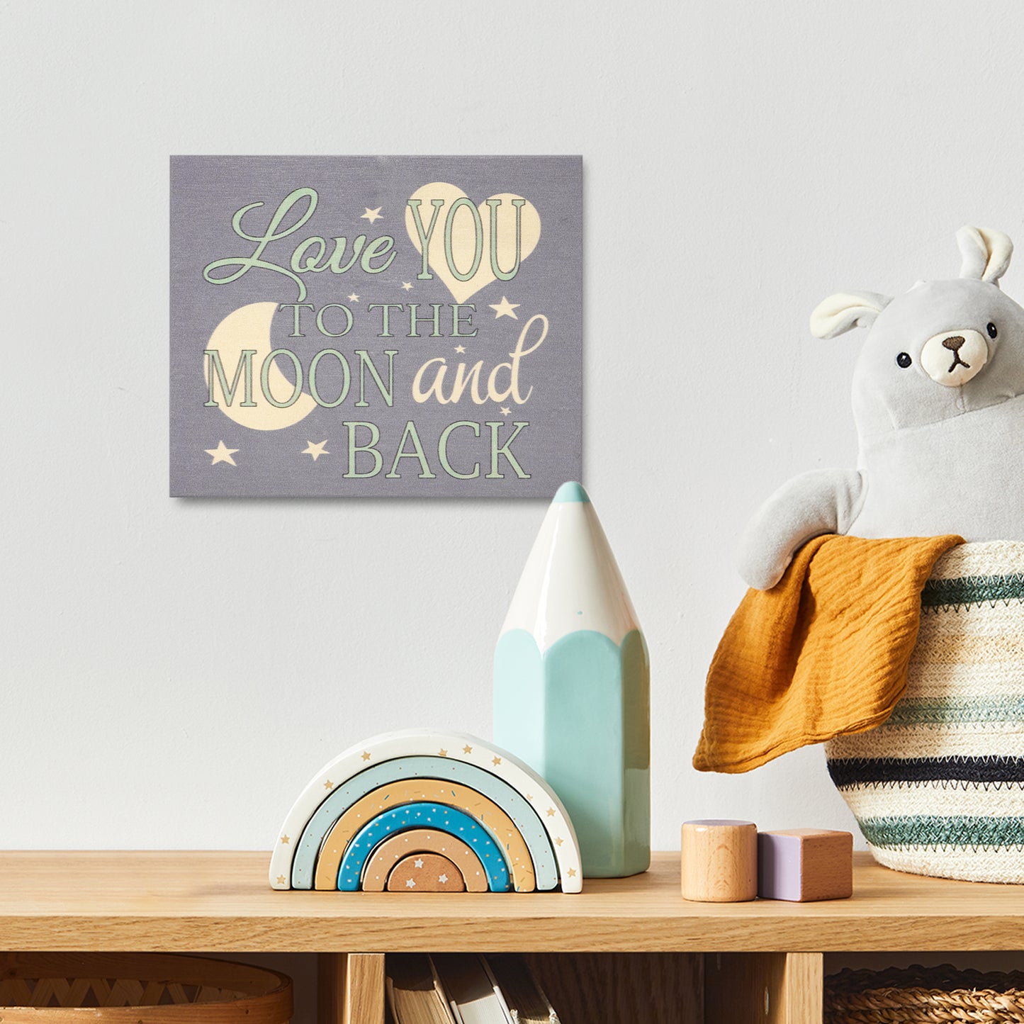 JennyGems Nursery Wall Decor, Love You To the Moon and Back, Children Bedroom Nursery Decor Wood Sign, Moon and Stars Baby Room Decor, Nursery Decorations, Baby Wall Decor