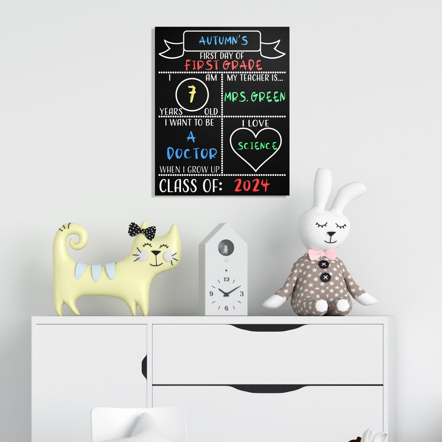 JennyGems First Day of School Sign, Reusable Double Sided Back To School Sign, Last Day of School Chalkboard, School Photo Prop, Made in USA