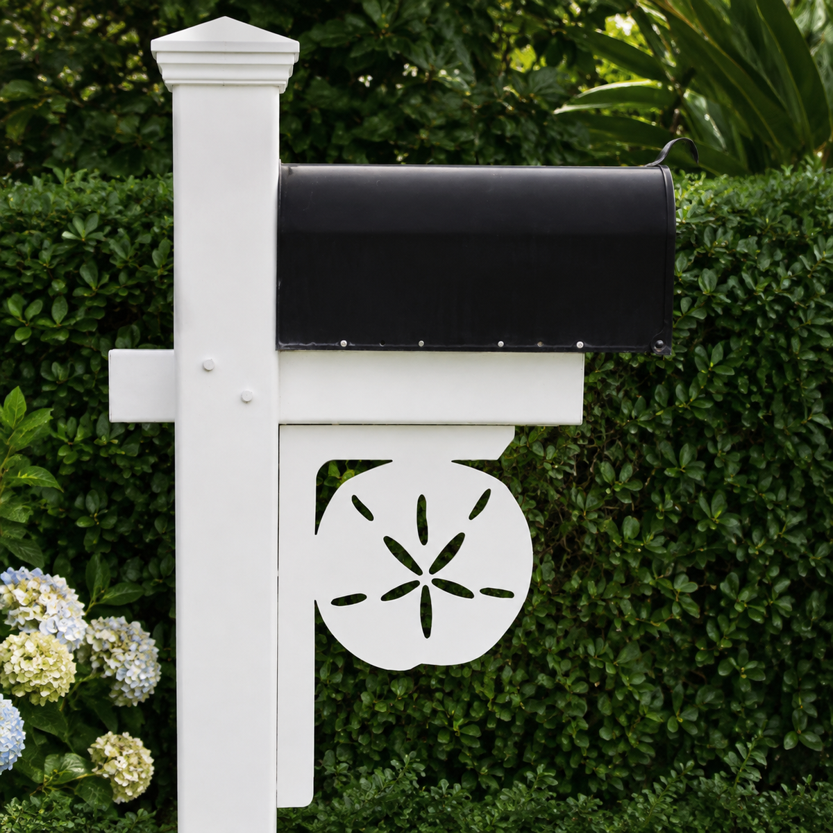 Sand Dollar Mailbox Bracket: Coastal Beach House Decor, Weather Resistant PVC