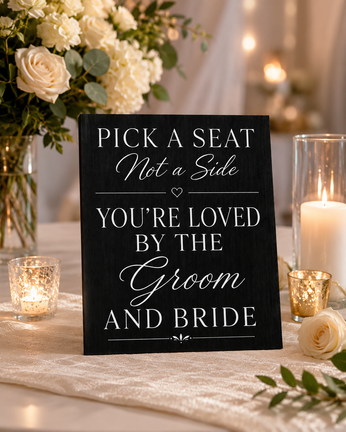 Pick a Seat Not a Side Sign You Are Loved by the Groom and Bride, Wedding Sign