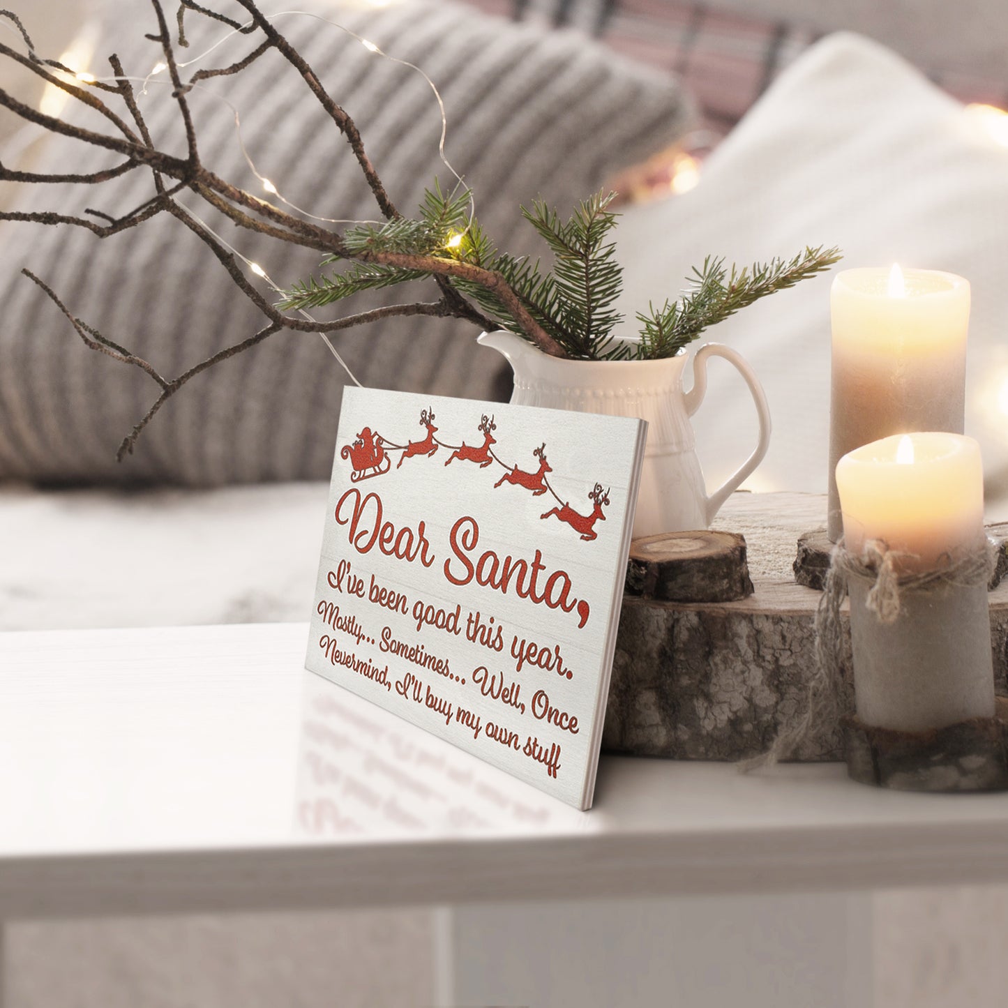 Dear Santa I've Been Good Funny Wood Sign, Christmas Decorations, Cute Christmas Decor, Holiday Decor, American Made