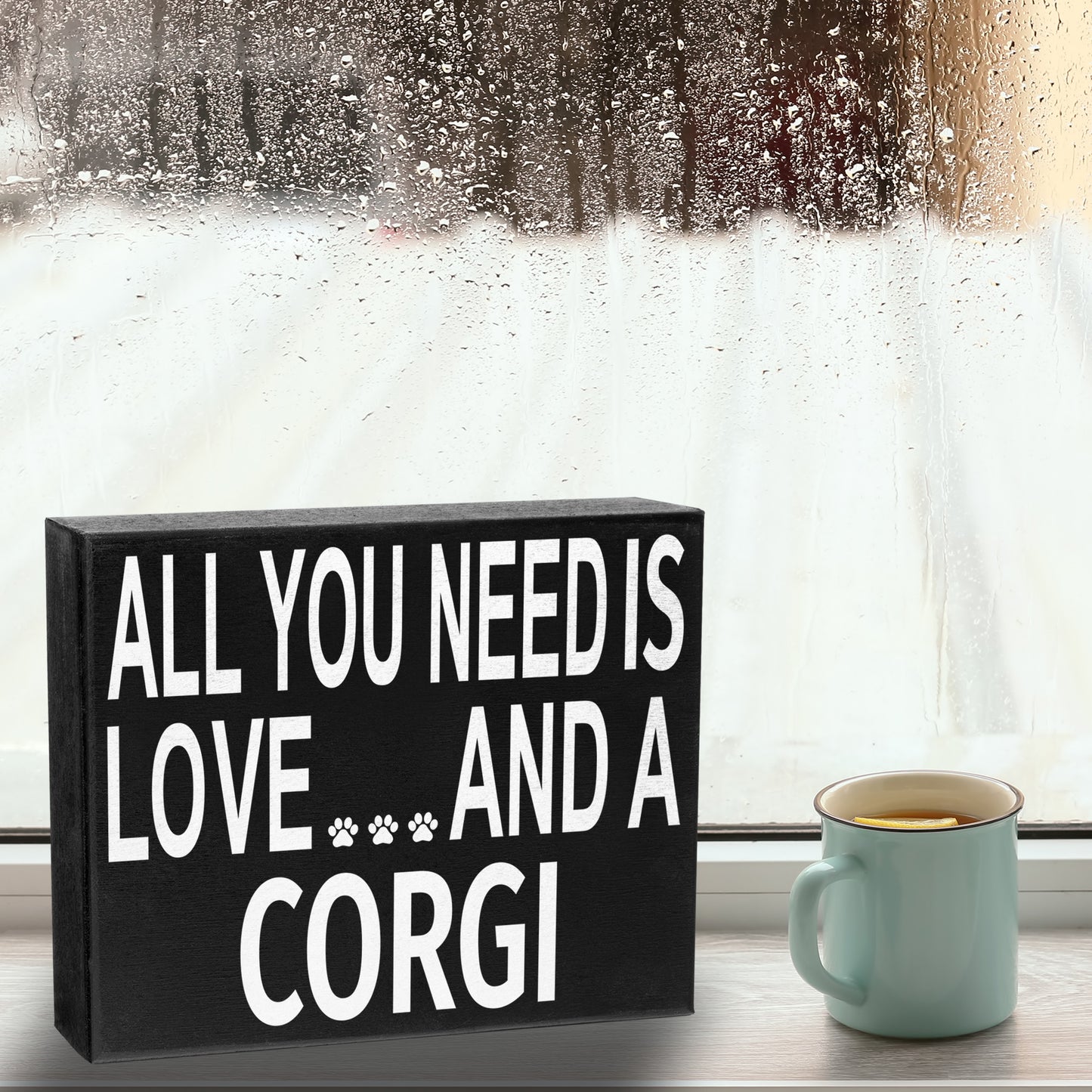 All You Need Is Love And A Corgi - Christmas Corgi Gift, Funny Corgi Decor Sign, Corgi Lover Holiday Wall Art, Made in USA, 8x6 Inches