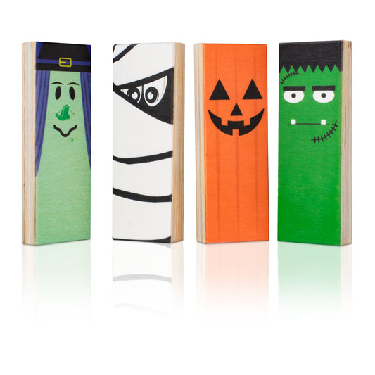 JennyGems Halloween Decor Halloween Mini Monster Block Signs, Halloween Tiered Tray Decor Halloween Decorations, Halloween Mantel Decor Halloween Party Decorations, Fall Decor Shelf Sitters
