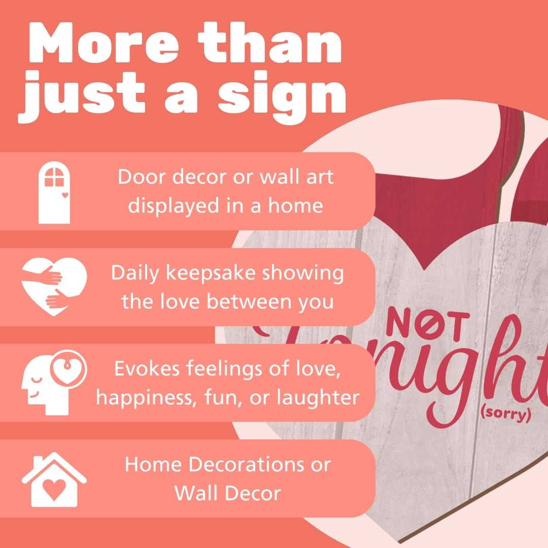 Funny Date Night Decision Sign for Him or Her, Tonight Not Tonight Reversible Door Hanger, Couples Gift
