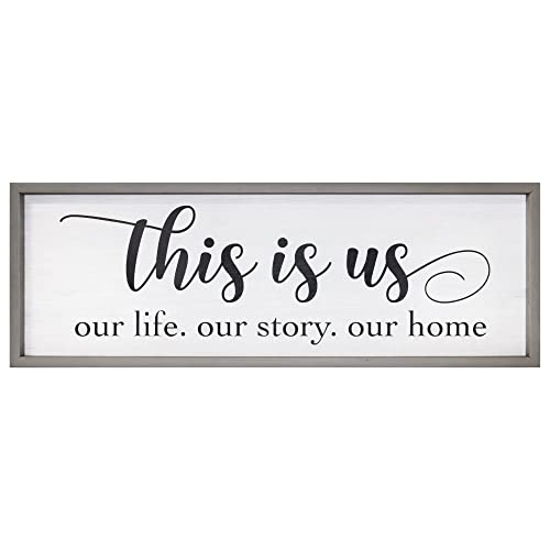 JennyGems This Is Us Wall Decor, Family Sign, Farmhouse Wood Framed Sign for Home, Entryway, Kitchen, Handmade in USA