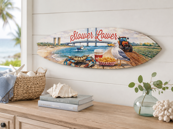 Slower Lower Delaware Surfboard Wall Art