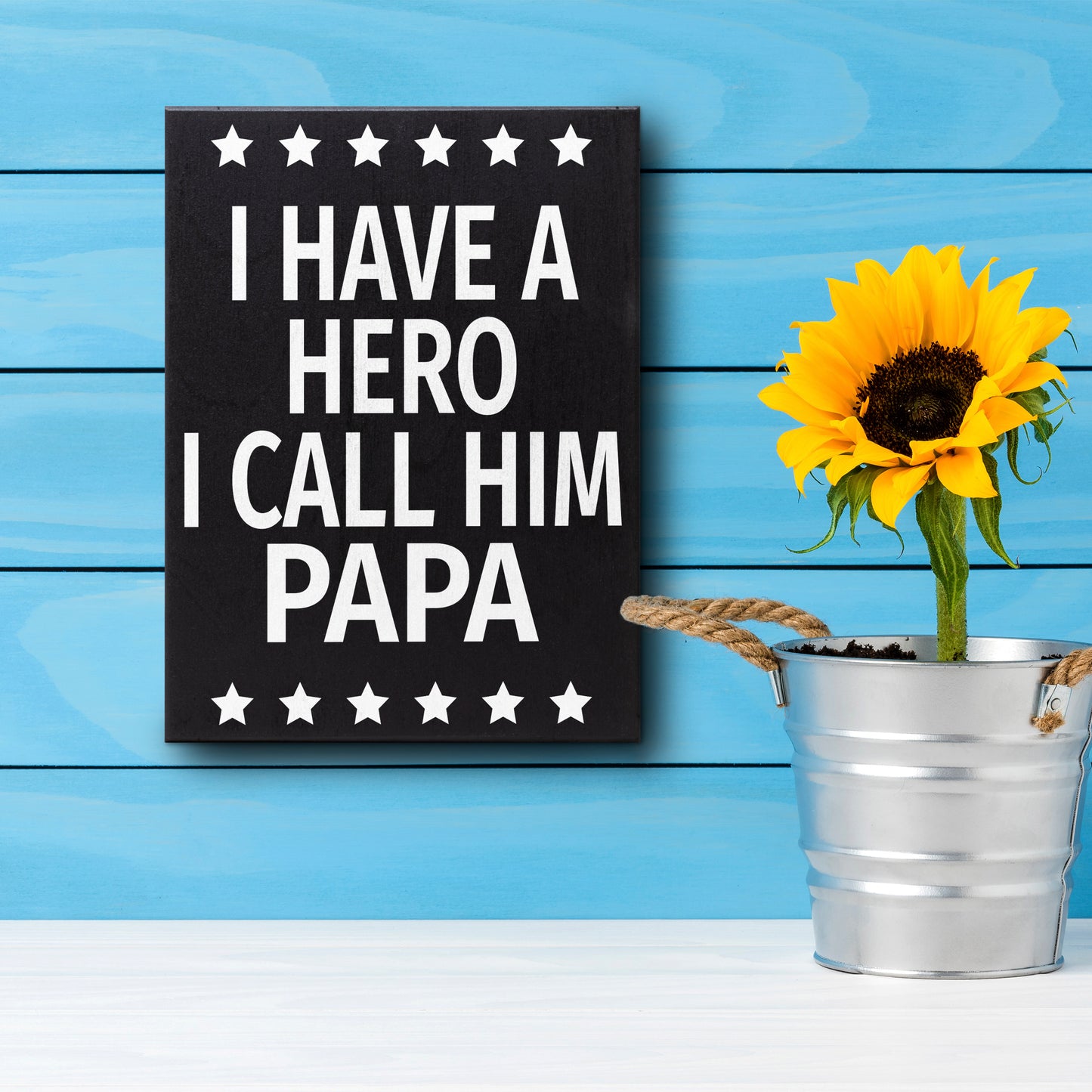 JennyGems Papa Gifts from Grandson Granddaughter, Gifts for Papa, I Have A Hero I Call Him Papa Wood Sign, Papa Gifts, Sentimental Gifts for Grandpa, Grandpa Birthday Gifts