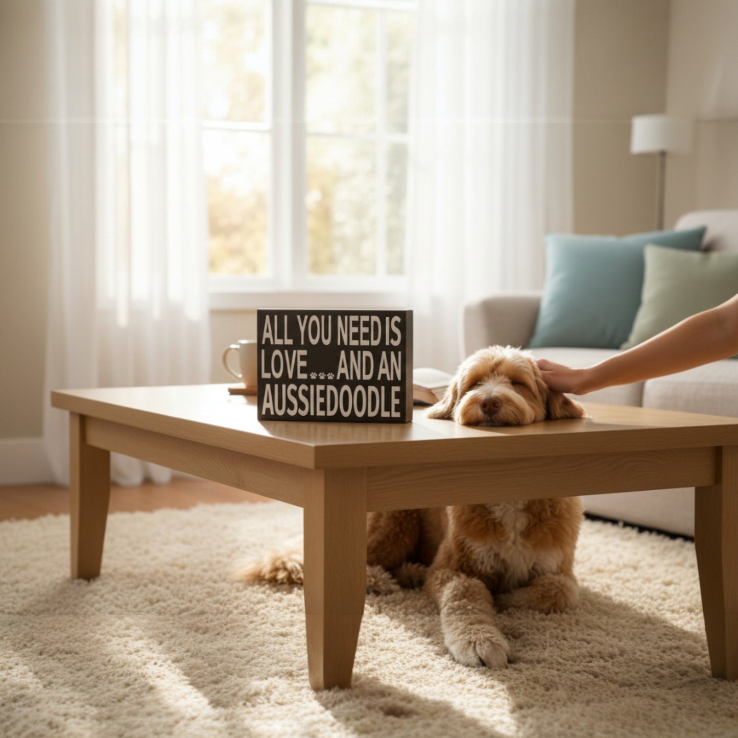 All You Need Is Love and an Aussiedoodle Wooden Sign for Aussiedoodle Owners - Made in USA