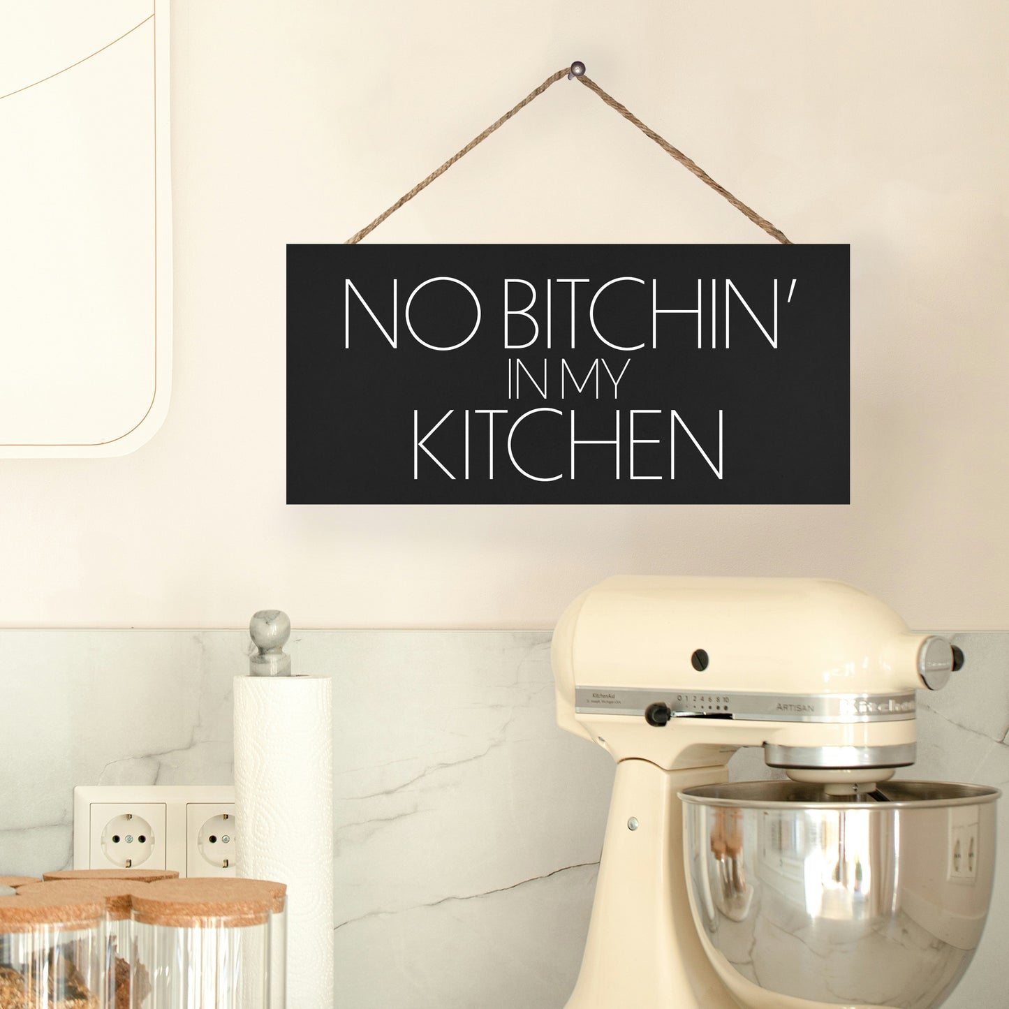 JennyGems No Bitchin in My Kitchen Funny Kitchen Signs, Farmhouse Kitchen Decor, Made in USA