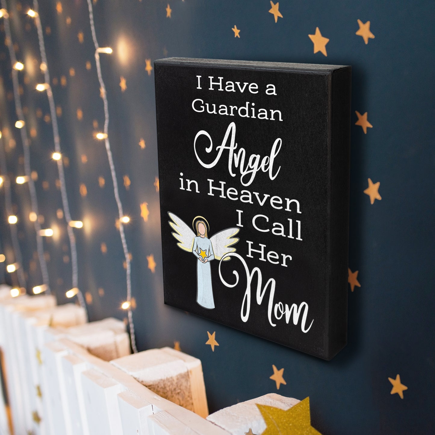 JennyGems Sympathy Gifts for Loss of Mother, Guardian Angel Mom in Memory Of Memorial Gifts, 6x8 Inch Wood Sign, Bereavement Gifts Loss of Mom Remembrance Gifts Condolence Gifts