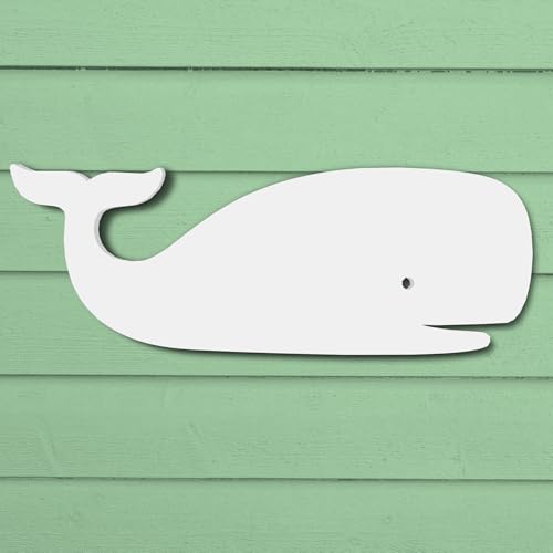 Outdoor Whale Wall Decor – White PVC Beach House Wall Art, Coastal Whale Sign – Nautical Ocean Decoration for Pool, Fence, Shed, 3 Foot