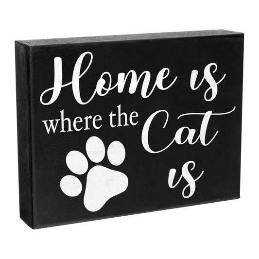 JennyGems Home is Where the Cat Is, Cat Signs for Home Decor, Cat Lover Decor, Cat Signs, Cat Lover Gifts, Funny Cat, Made in USA
