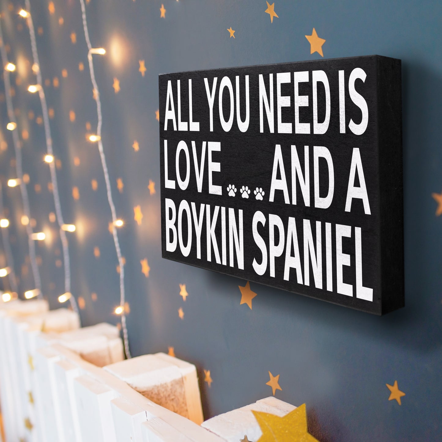JennyGems Boykin Spaniel Gifts, All You Need Is Love and a Boykin Spaniel Wooden Sign, Boykin Spaniel Dog, Shelf Decor and Wall Hanging, Made in USA