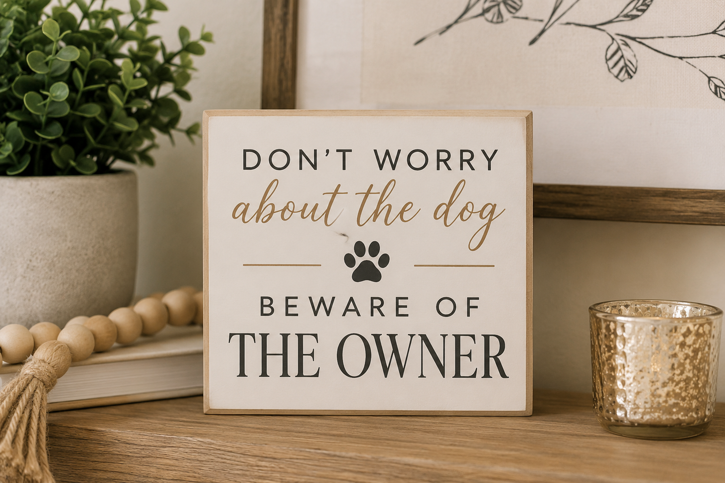 Don't Worry About the Dog, Worry About the Owner, Funny Dog Sign