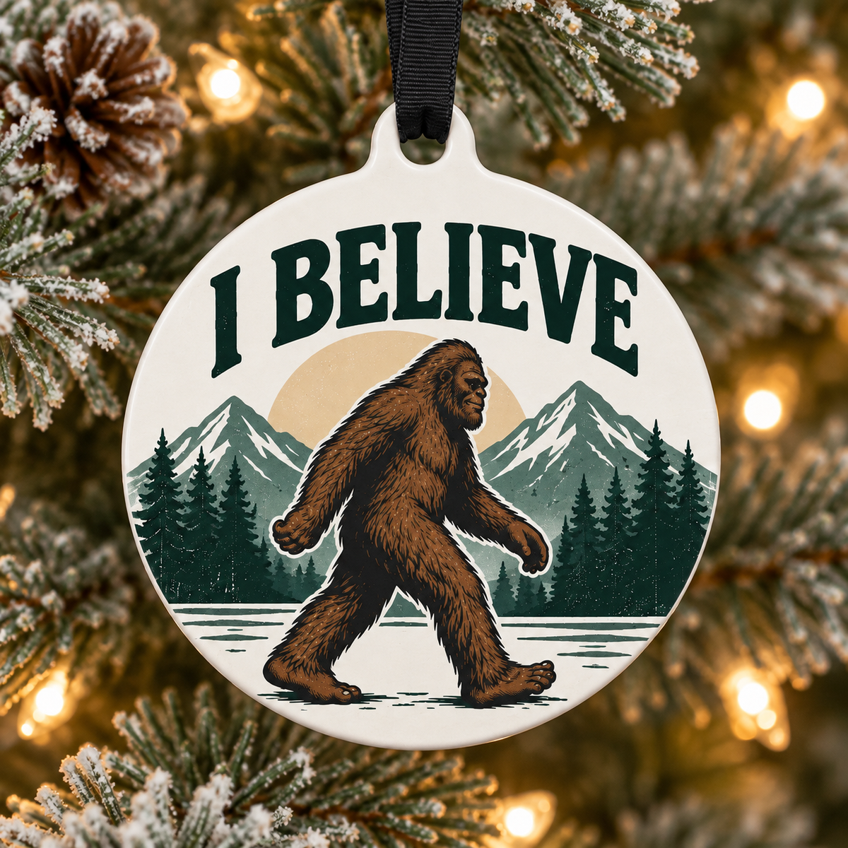 Bigfoot I Believe Christmas Ornament