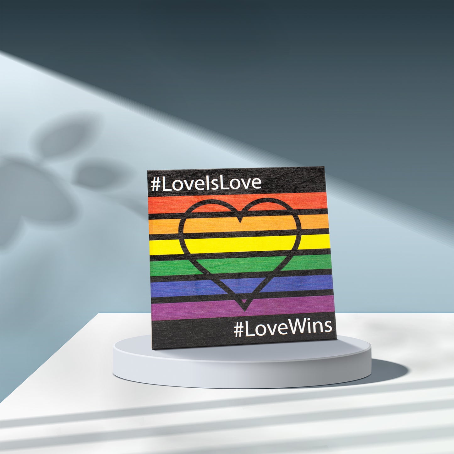 JennyGems LGBT Gay Pride Sign, Love Is Love Rainbow Pride Decorations, LGBTQ Pride Gifts, Rainbow Flag Sign, Gay Pride Flag, Gay Gifts, 5.5x5.5 Inch Wood Sign, American Made