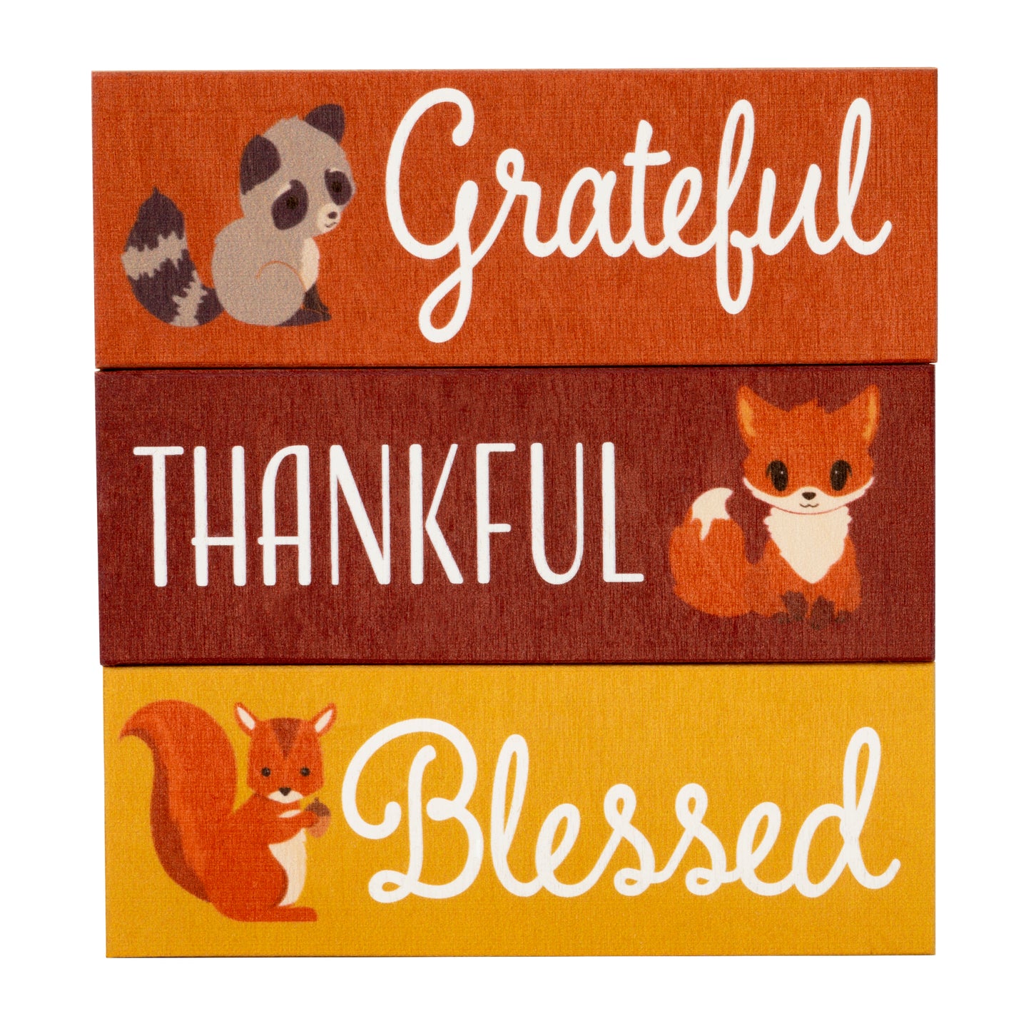 JennyGems Grateful Thankful Blessed Fall Decor, 3pc Wooden Block Sign Set, Fall Tiered Tray, Fall Decorations, Autumn Thanksgiving Decor, Made in USA