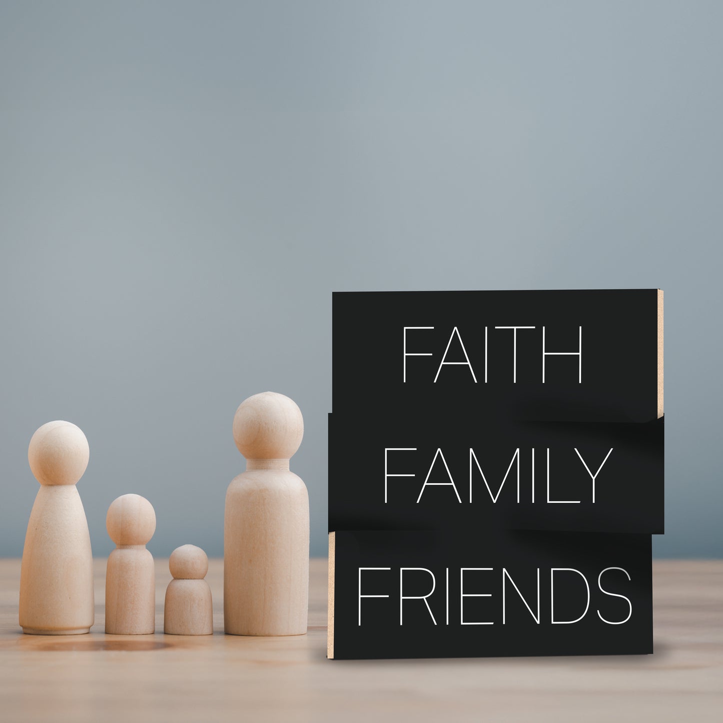 Faith Family Friends 3 Piece Mini Wood Block Set