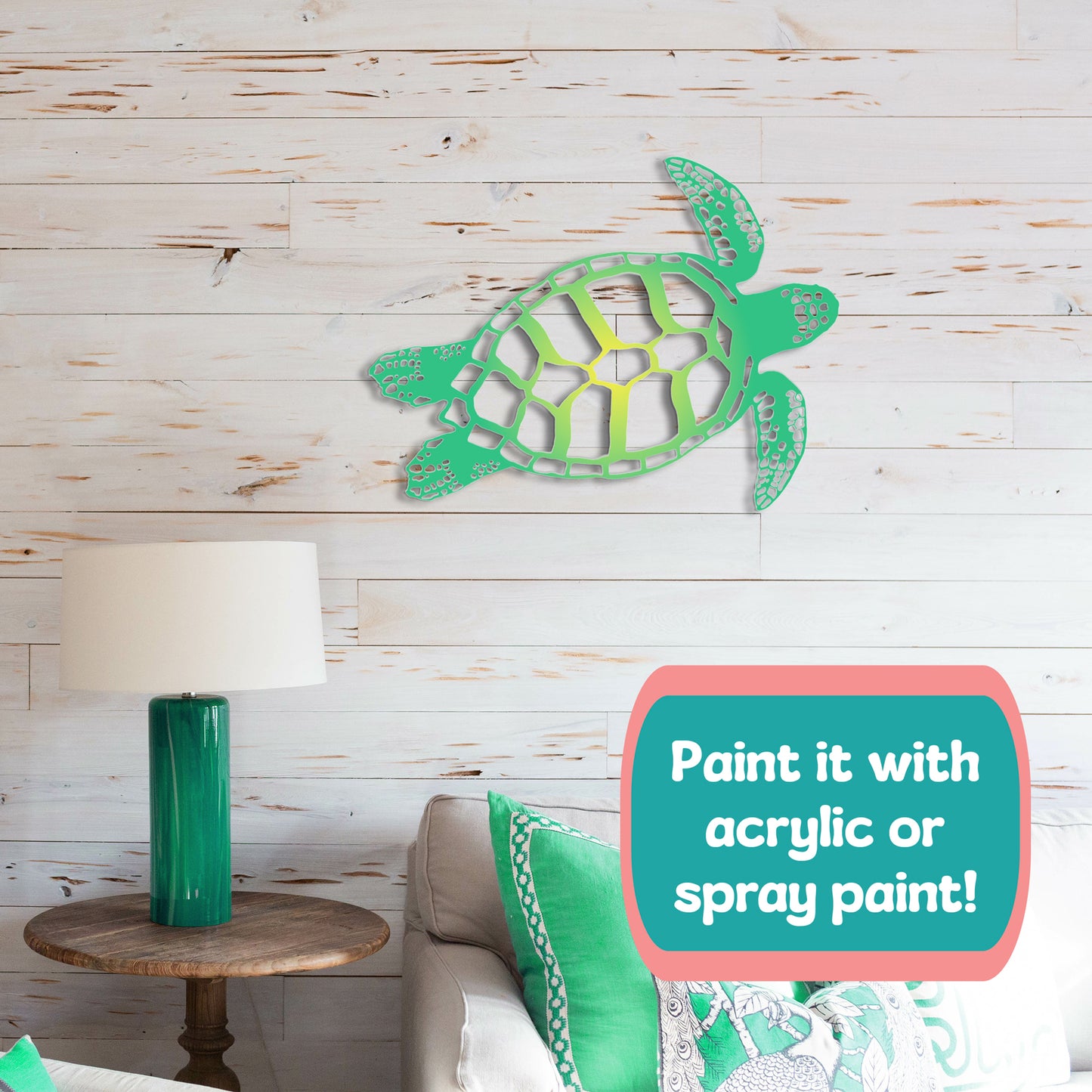Outdoor PVC Sea Turtle Wall Art 4 Foot
