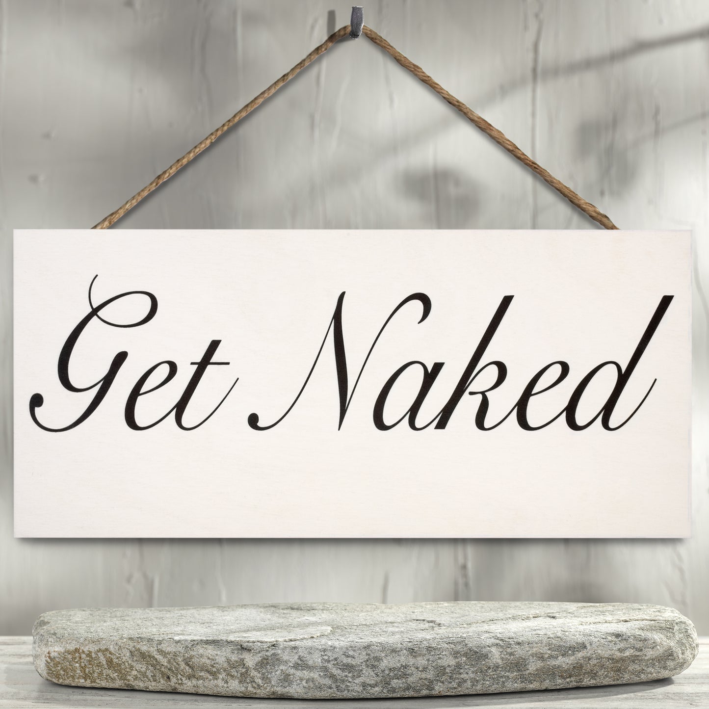 JennyGems Farmhouse Bathroom Wall Decor, 13x6 Inch Get Naked Sign for Bathroom, Funny Bathroom Wall Decor, Half Bathroom Decor, Cute Bathroom Wall Art, Bathroom Signs, Restroom Decor, Rustic Home Decor