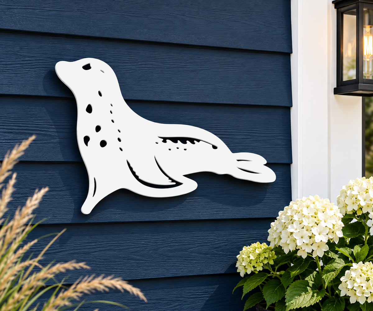 Outdoor Seal Wall Decor, PVC Coastal Seal Decoration for Beach House & Ocean Art