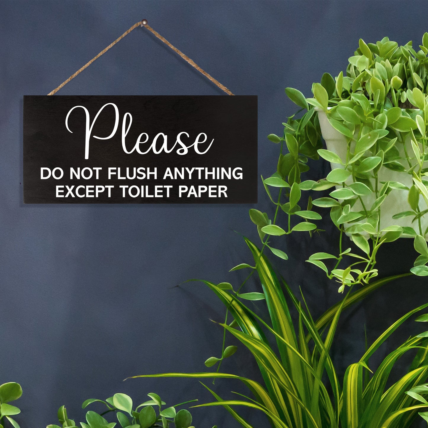 JennyGems Sensitive Plumbing Bathroom Sign, Do Not Flush Anything Except Toilet Paper Wood Sign, Septic System Bathroom Wall Hanging